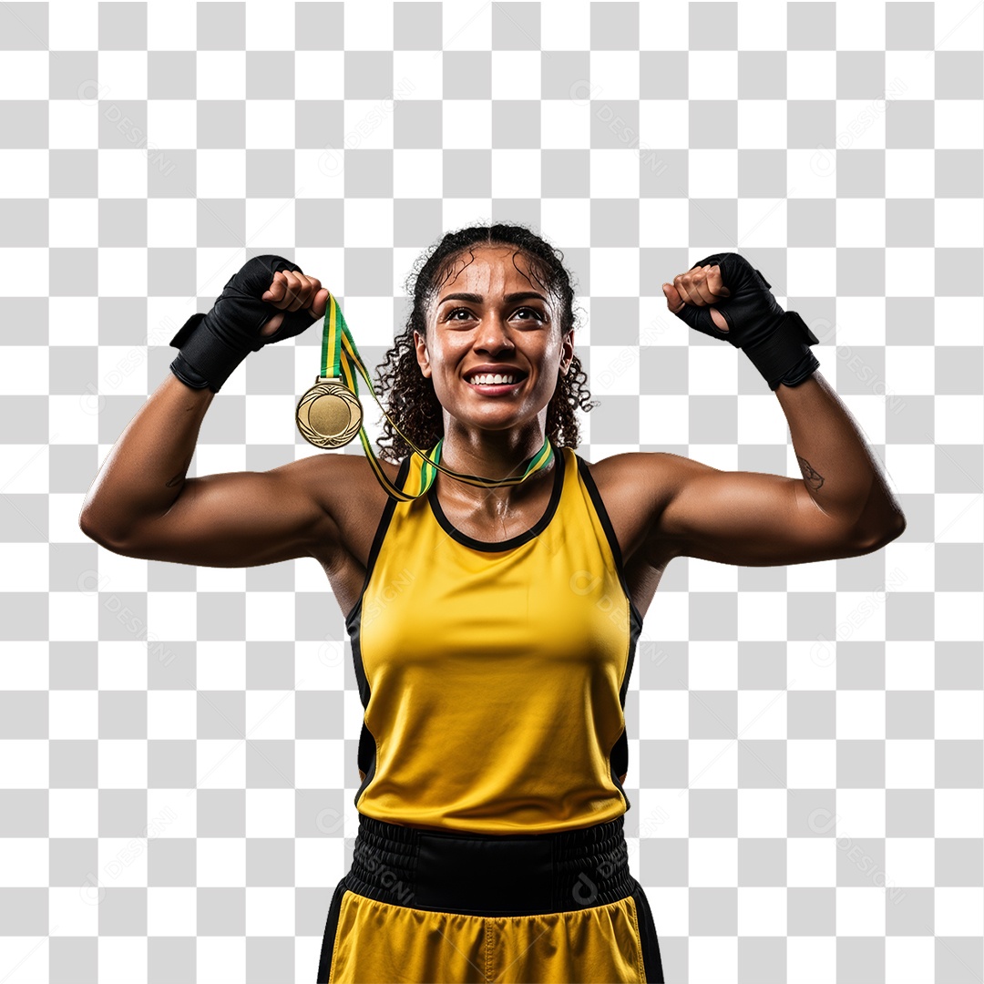 Lutadora de Boxe PNG Transparente