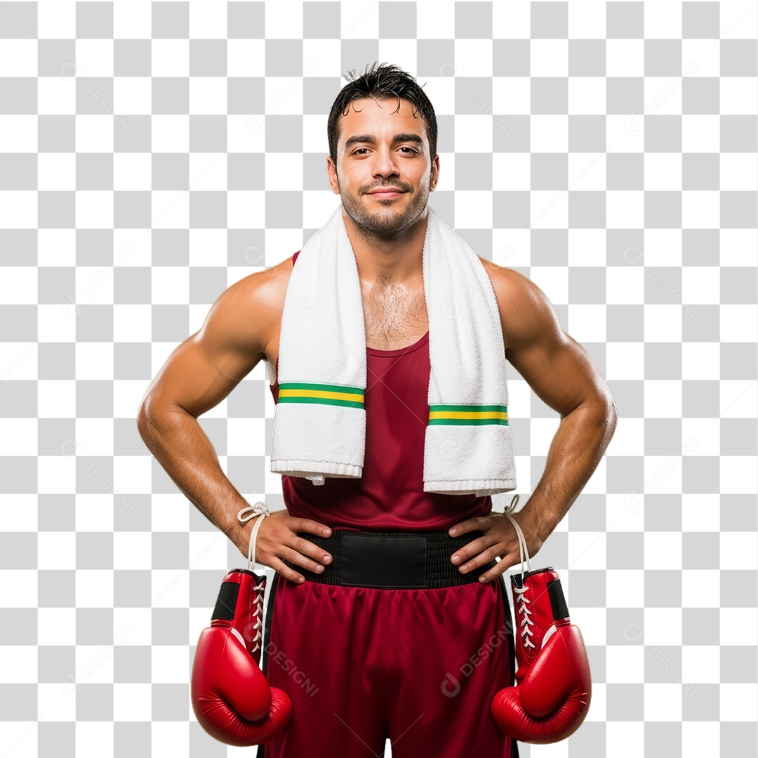 Lutador de Boxe PNG Transparente