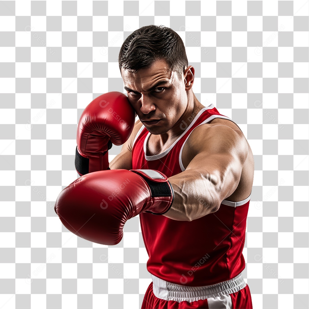 Lutador de Boxe PNG Transparente