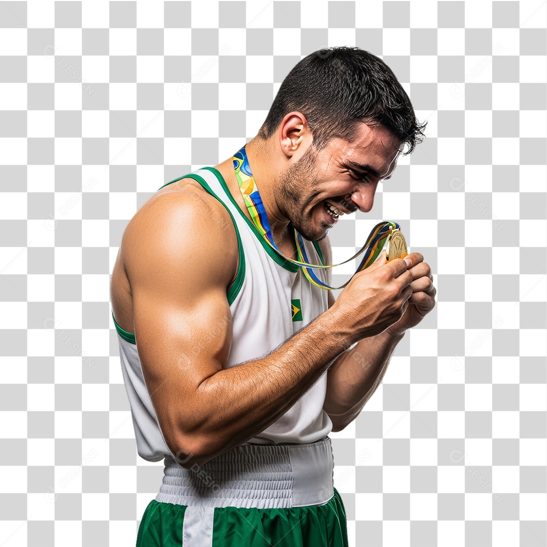 Lutador de Boxe PNG Transparente