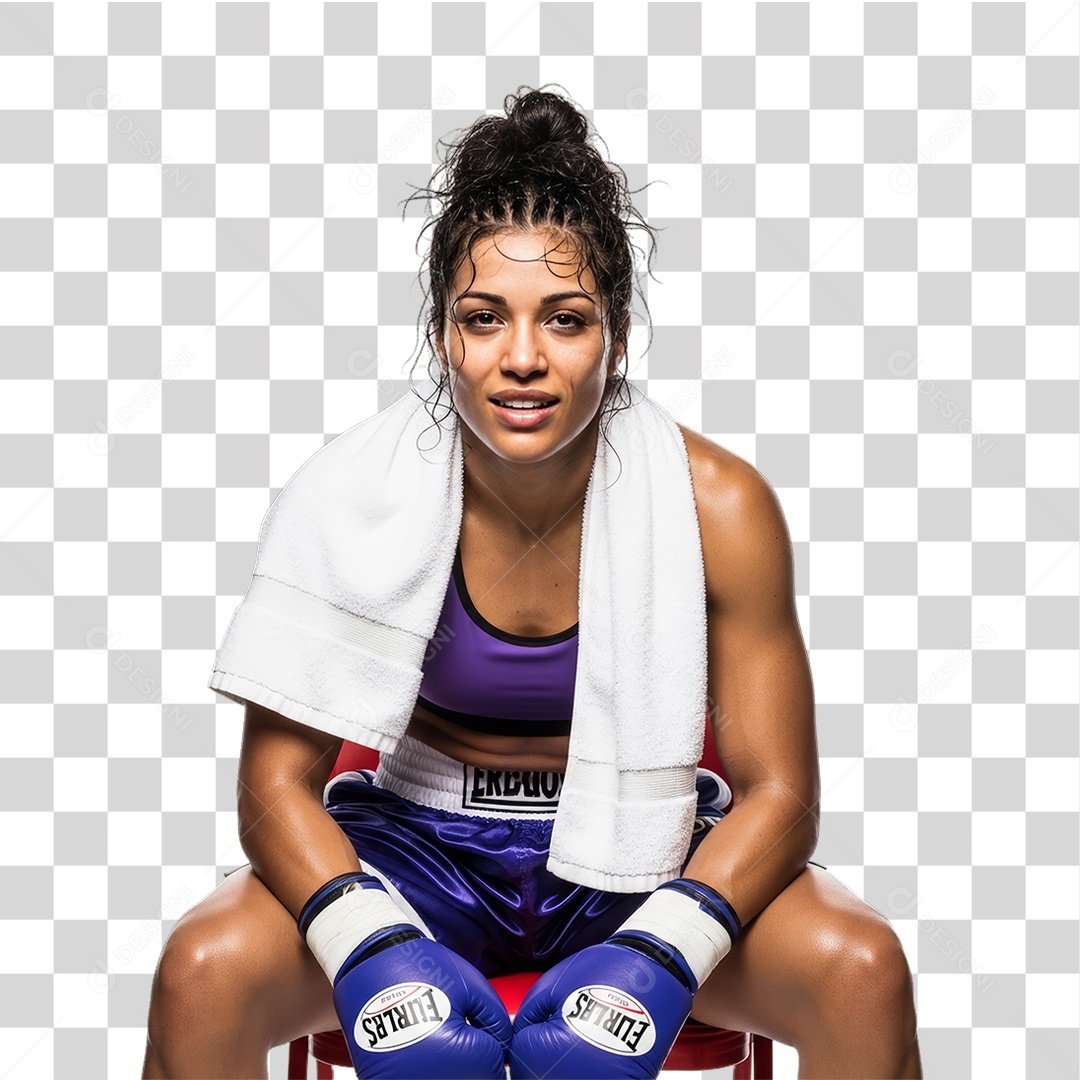 Lutadora de Boxe PNG Transparente