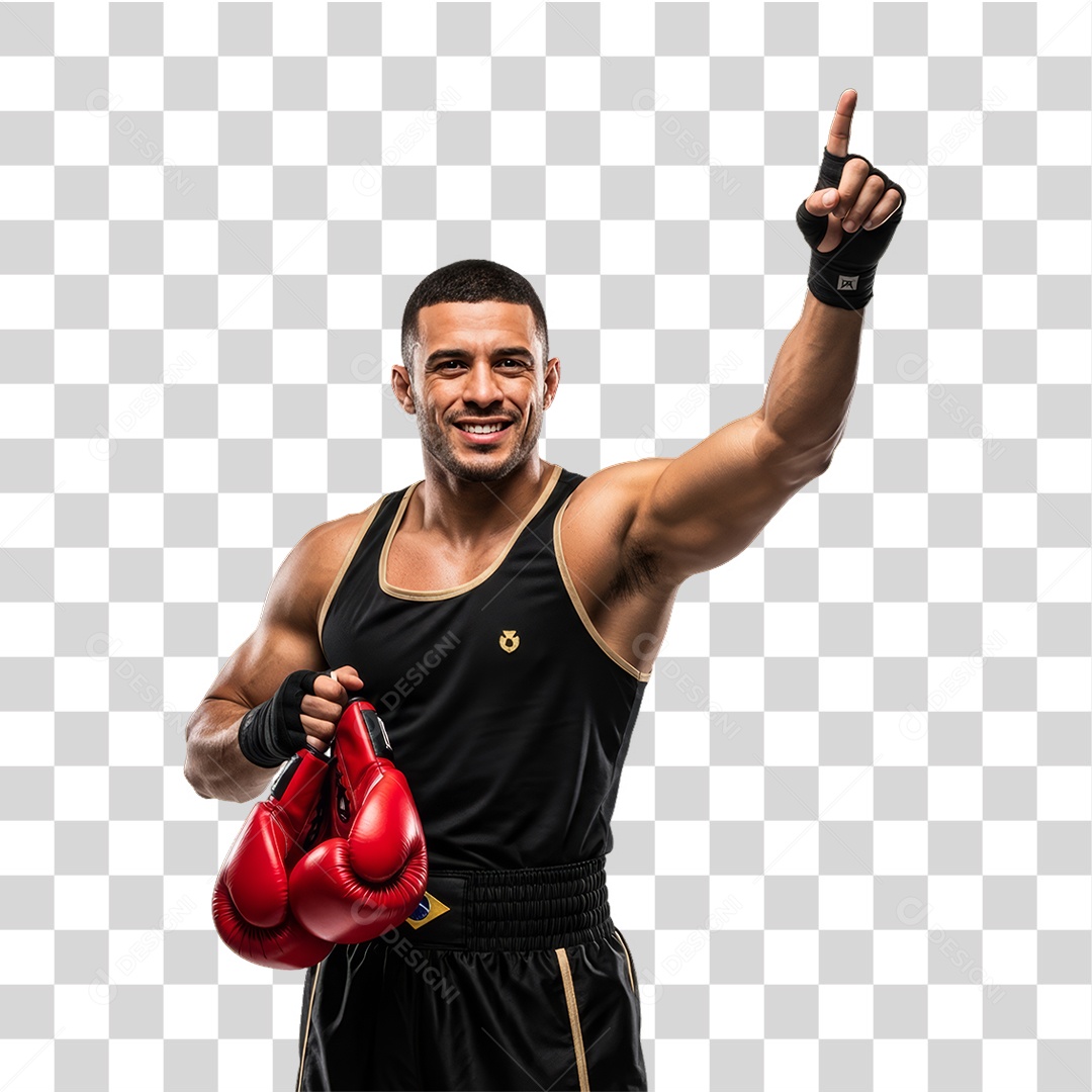 Lutador de Boxe PNG Transparente