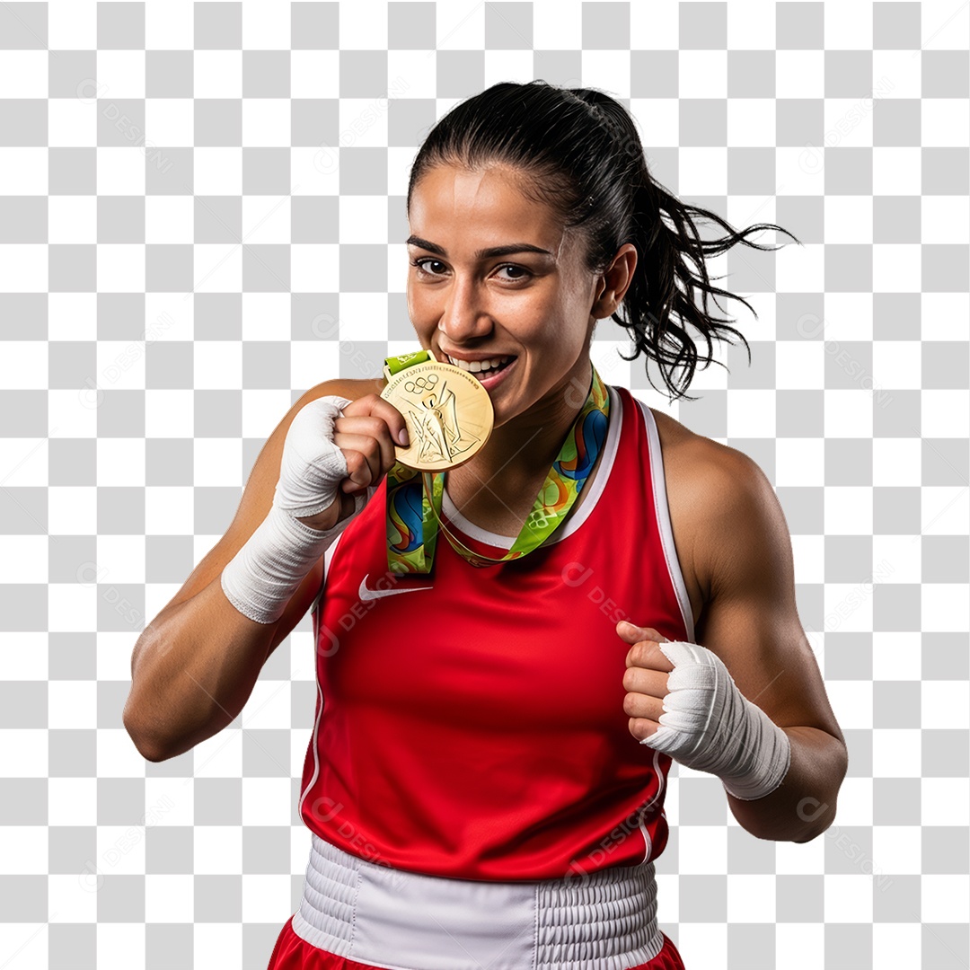 Lutadora de Boxe PNG Transparente