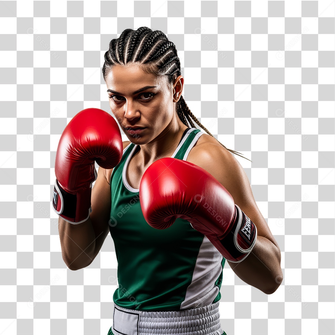 Lutadora de Boxe PNG Transparente