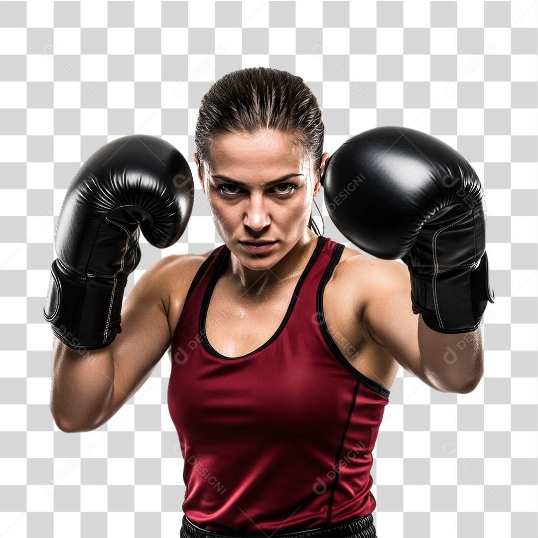 Lutadora de Boxe PNG Transparente