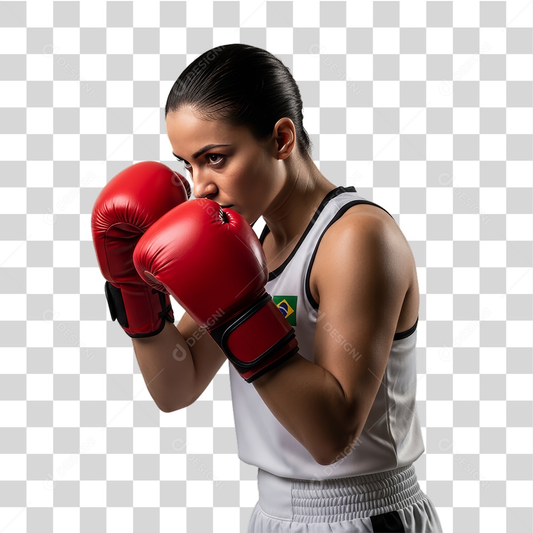 Lutadora de Boxe PNG Transparente