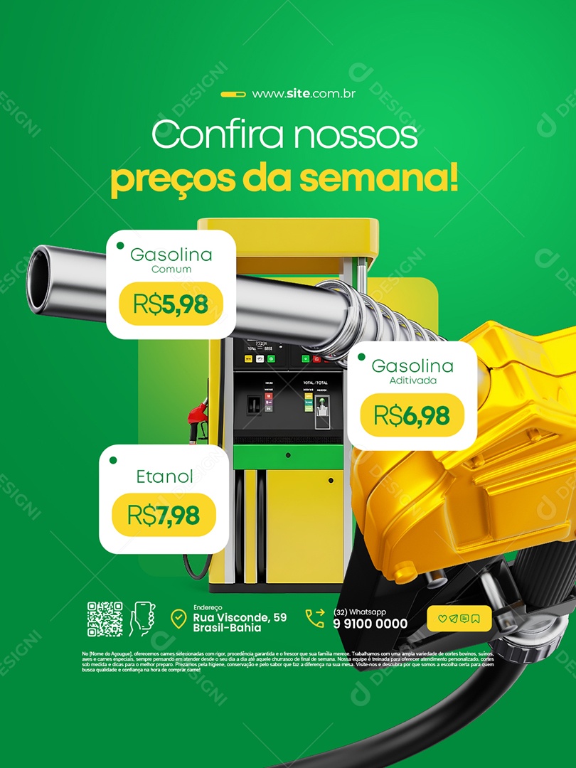 Posto de Gasolina Confira Nossos Preços da Semana Social Media PSD Editável