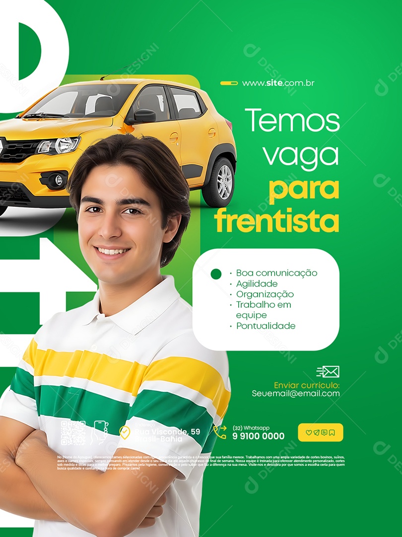 Posto de Gasolina Temos Vaga para Frentista Social Media PSD Editável