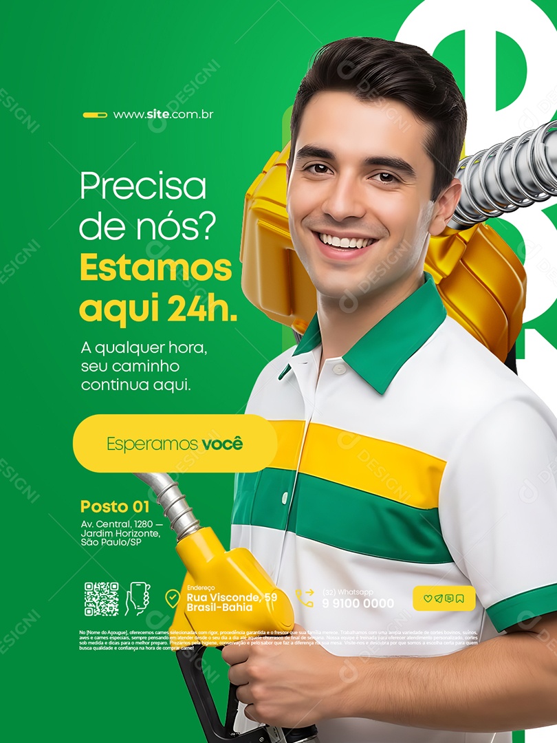 Posto de Gasolina Precisa de Nós Estamos Aqui Social Media PSD Editável