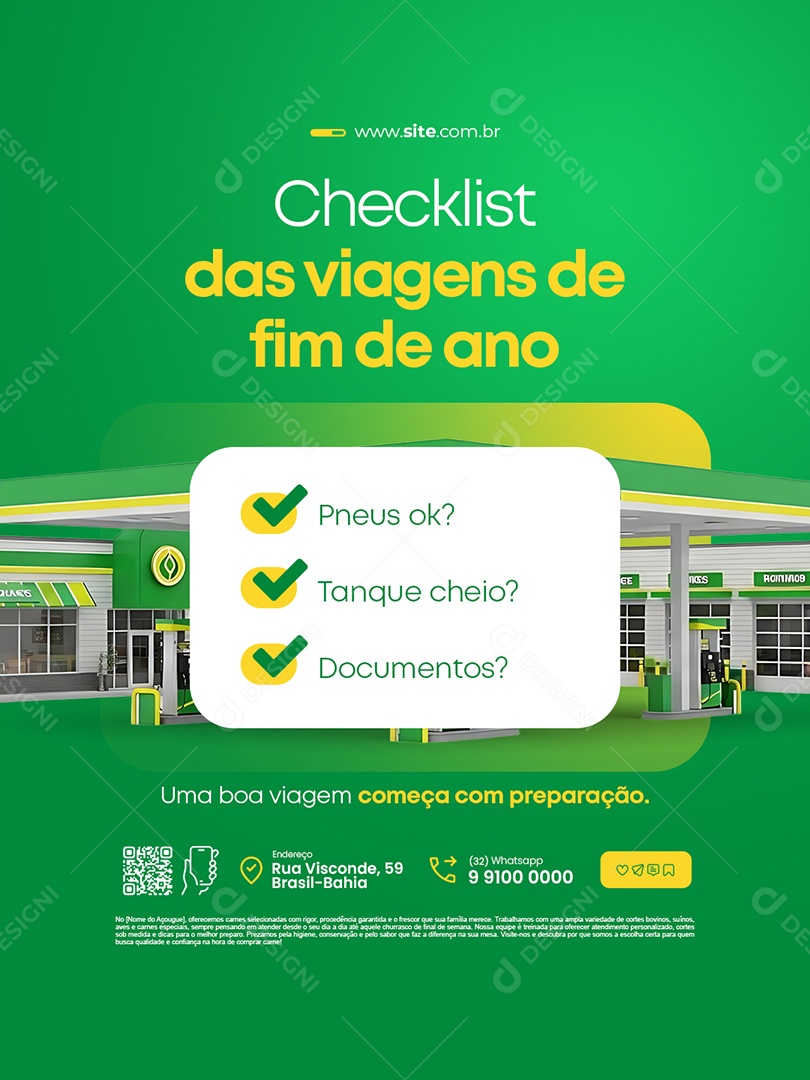Posto de Gasolina Checklist das Viagens de Fim de Ano Social Media PSD Editável