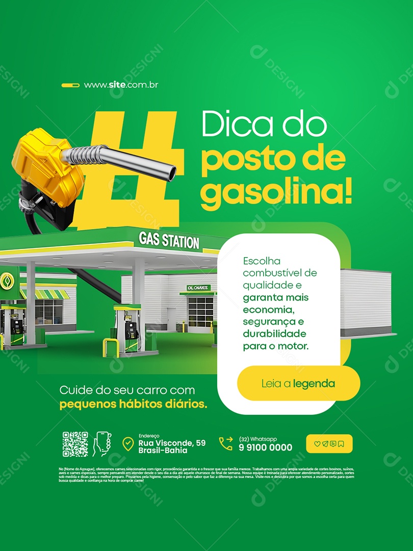 Dica do Posto de Gasolina Escolha Combustível de Qualidade Social Media PSD Editável