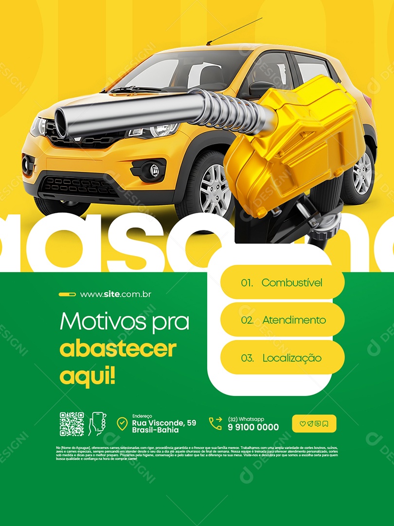 Posto de Gasolina Motivos pra Abastercer Aqui Social Media PSD Editável
