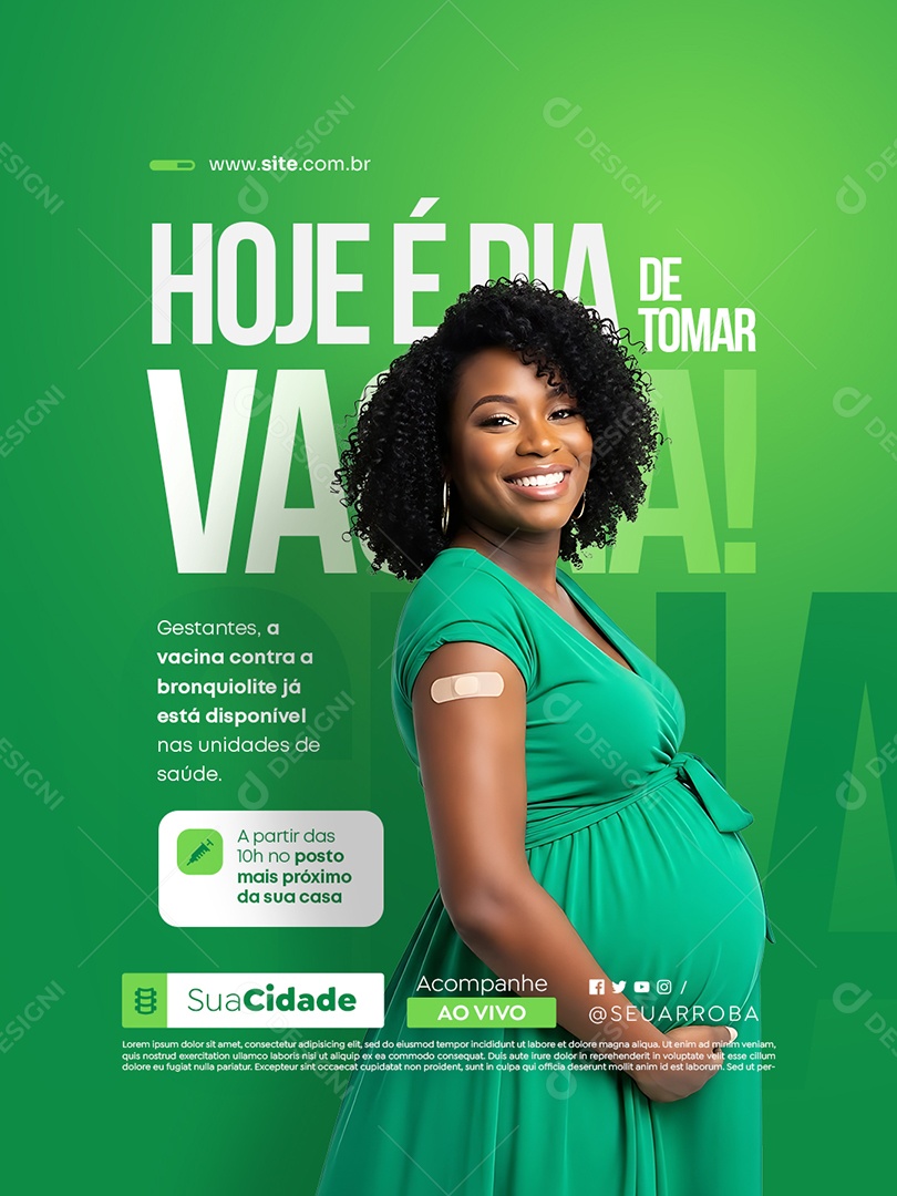 Prefeitura Hoje é Dia de Tomar Vacina Social Media PSD Editável