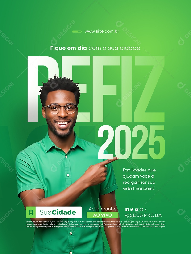 Prefeitura Fique em Dia com a Sua Cidade Refiz 2025 Social Media PSD Editável