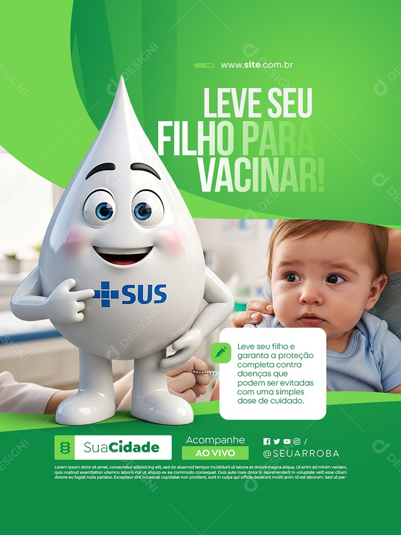 Prefeitura Leve Seu Filho para Vacinar Social Media PSD Editável