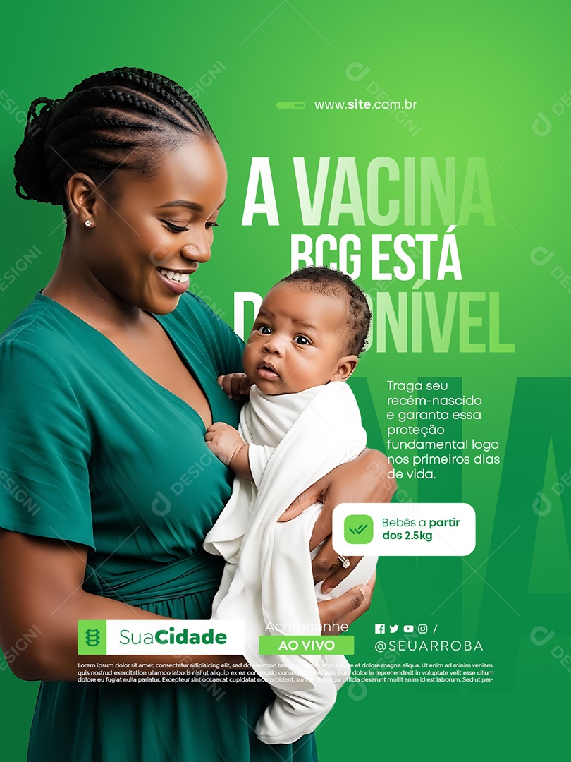 Prefeitura a Vacina BCG Está Disponível Social Media PSD Editável