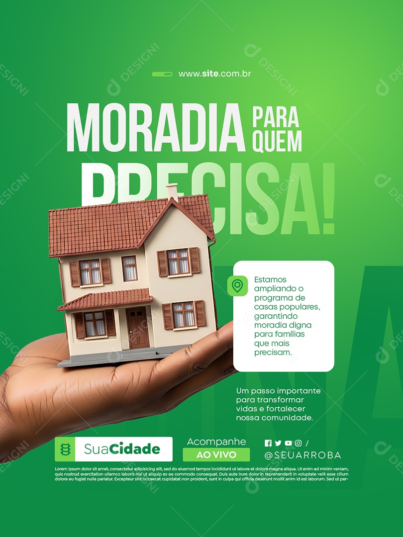Prefeitura Moradia para Quem Precisa Social Media PSD Editável