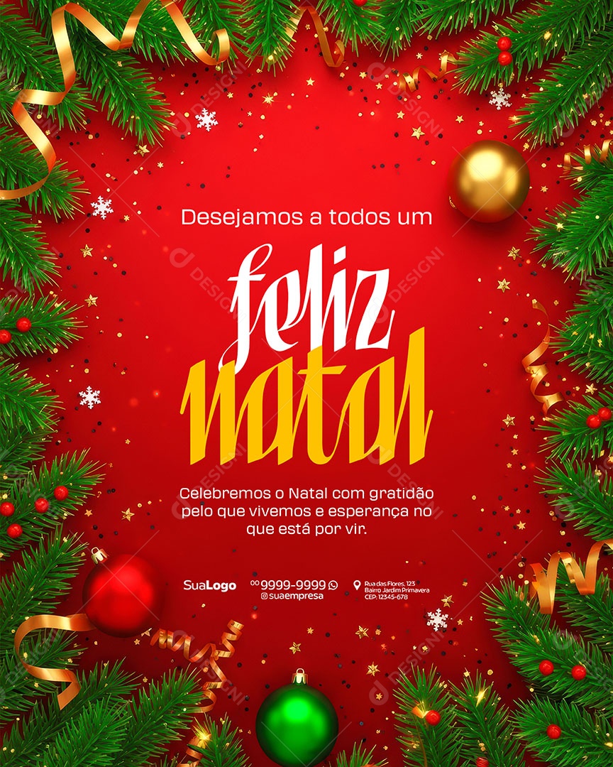 Feliz Natal 25 de Dezembro Social Media PSD Editável