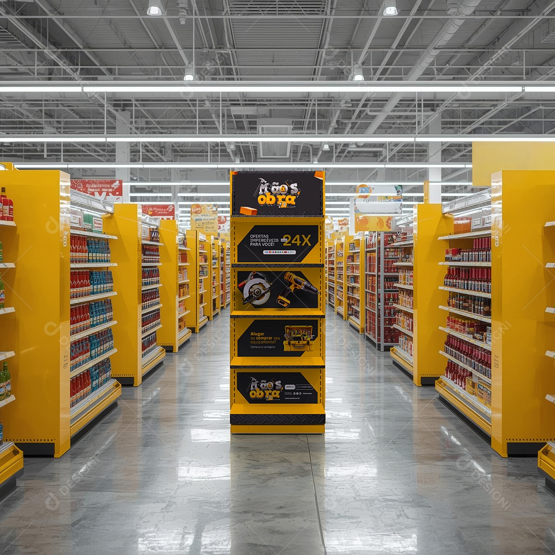 Mockup PDV Display Gondola PSD Editável