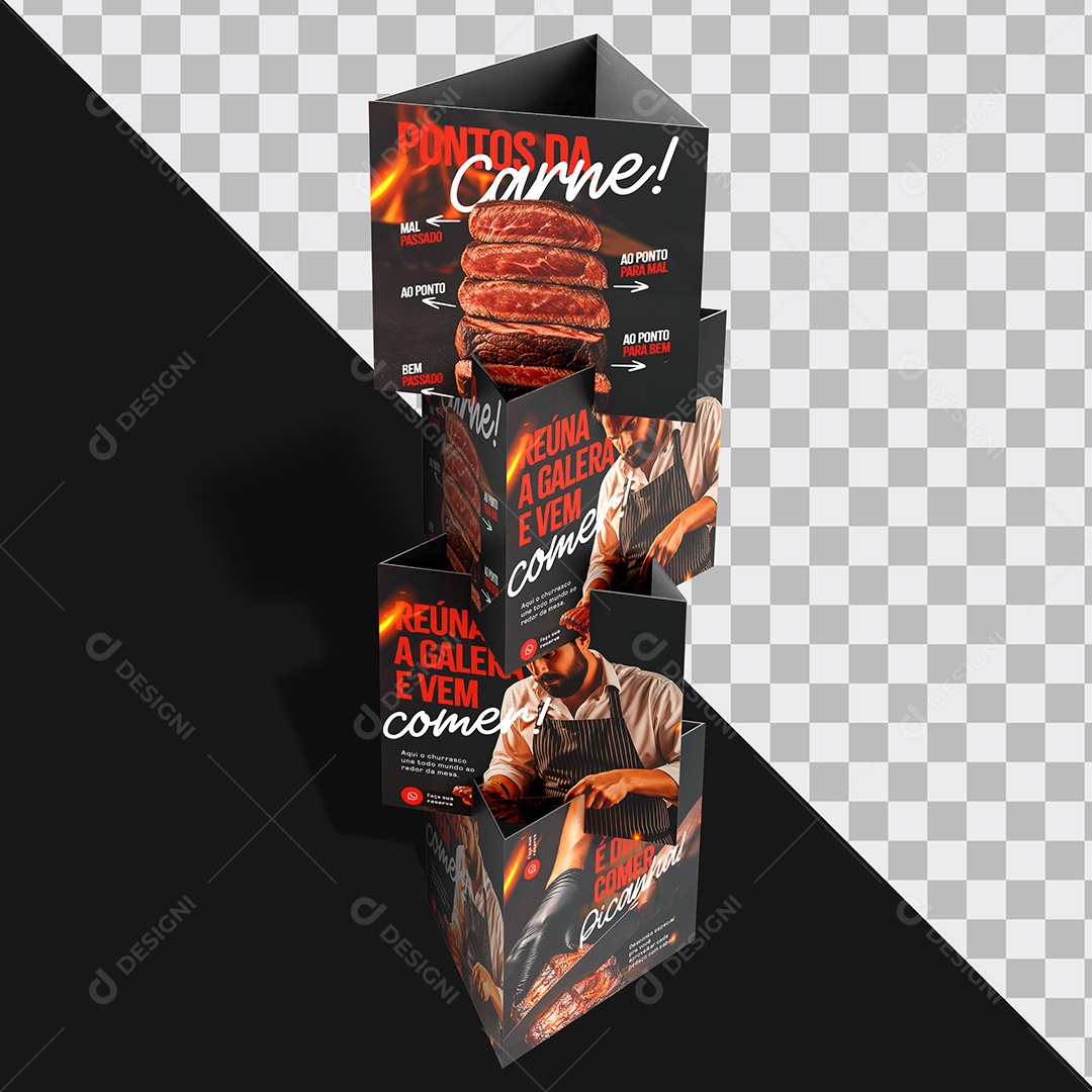 Mockup Totem Triedro Promocional Churrascaria PSD Editável