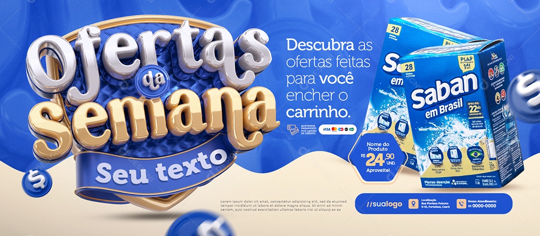 Banner Supermercado Ofertas da Semana Sabão em Pó Ofertas Social Media PSD Editável