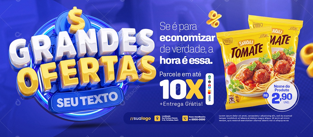 Banner Supermercado Grandes Ofertas Se é para Economizar Social Media PSD Editável