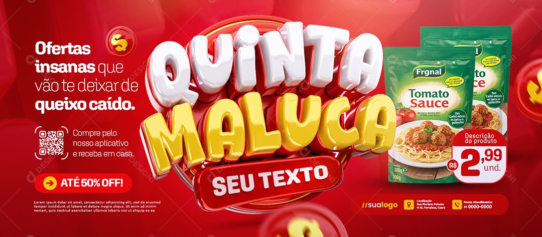 Banner Supermercado Quinta Maluca Ofertas Insanas Social Media PSD Editável