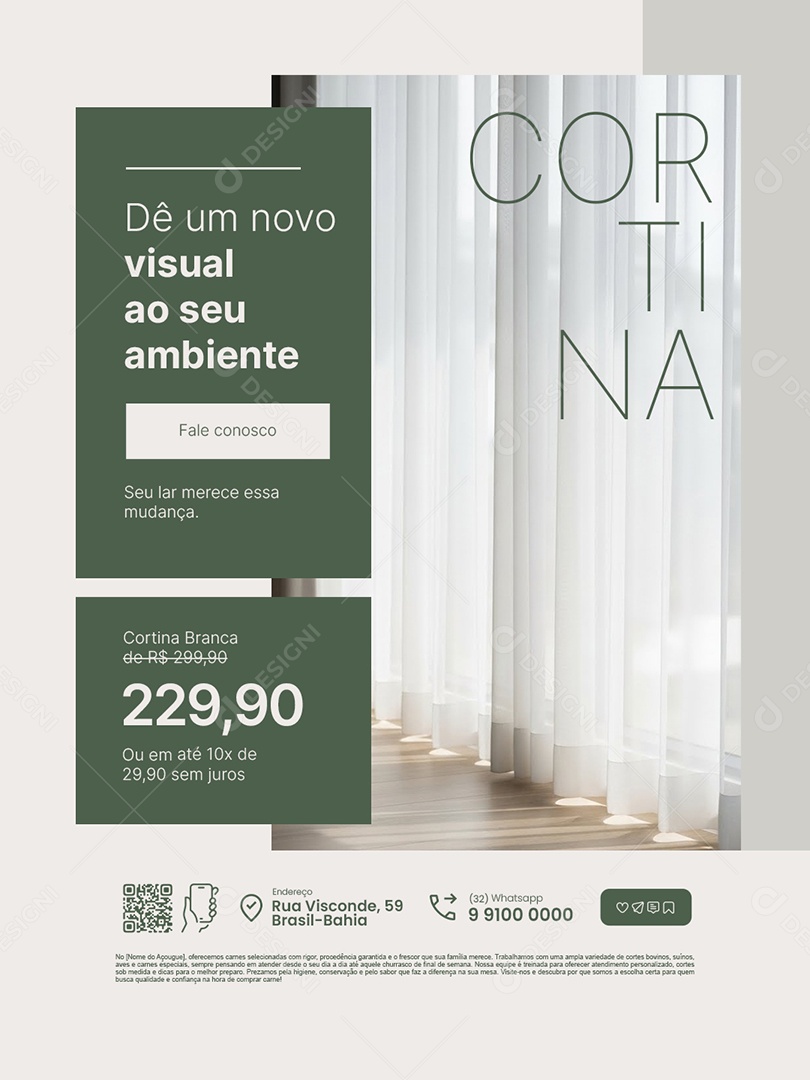 Loja Cortinas Dê Um Novo Visual ao Seu Ambiente Social Media PSD Editável