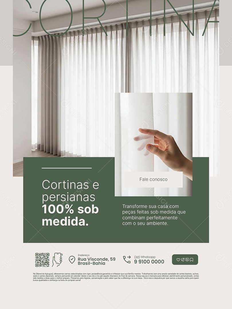 Loja Cortinas e Persianas 100% Sob Medida Social Media PSD Editável