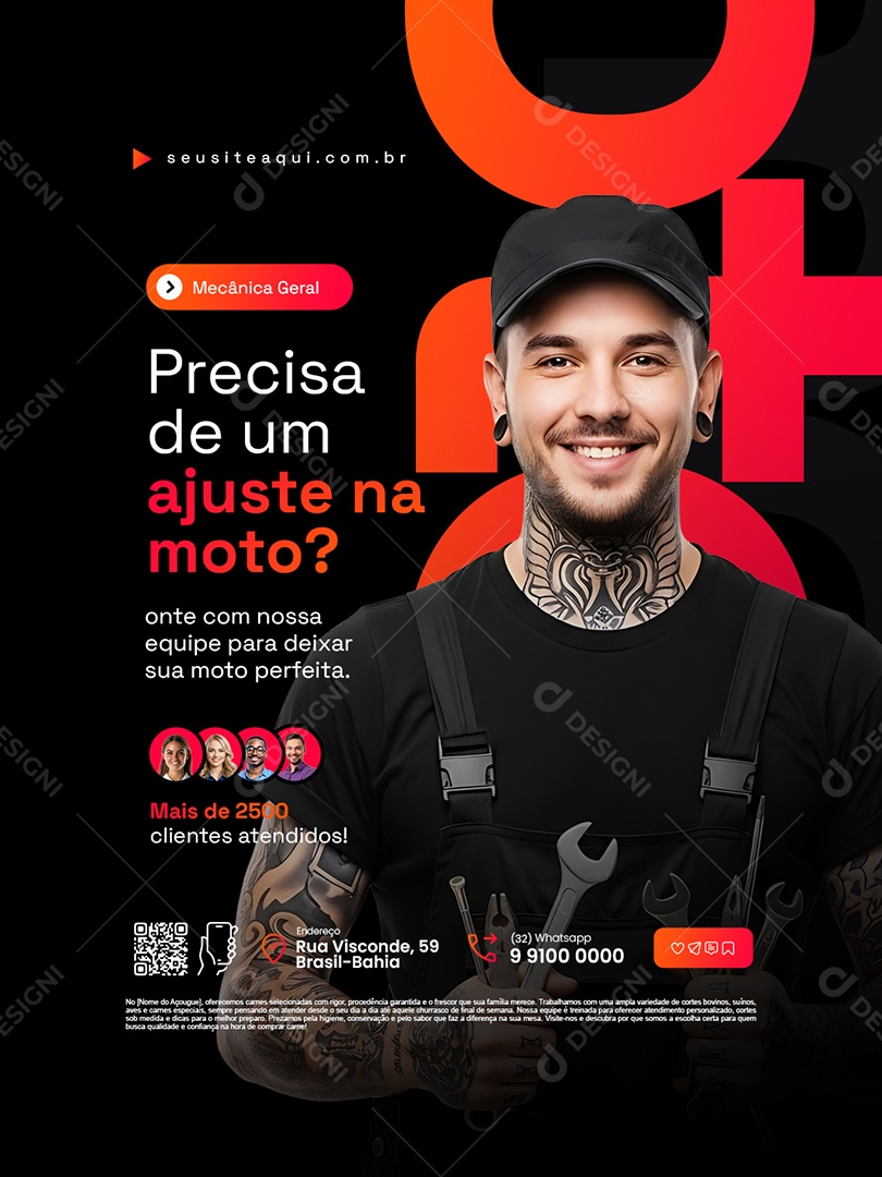Oficina de Motos Precisa de Um Ajuste na Moto Social Media PSD Editável