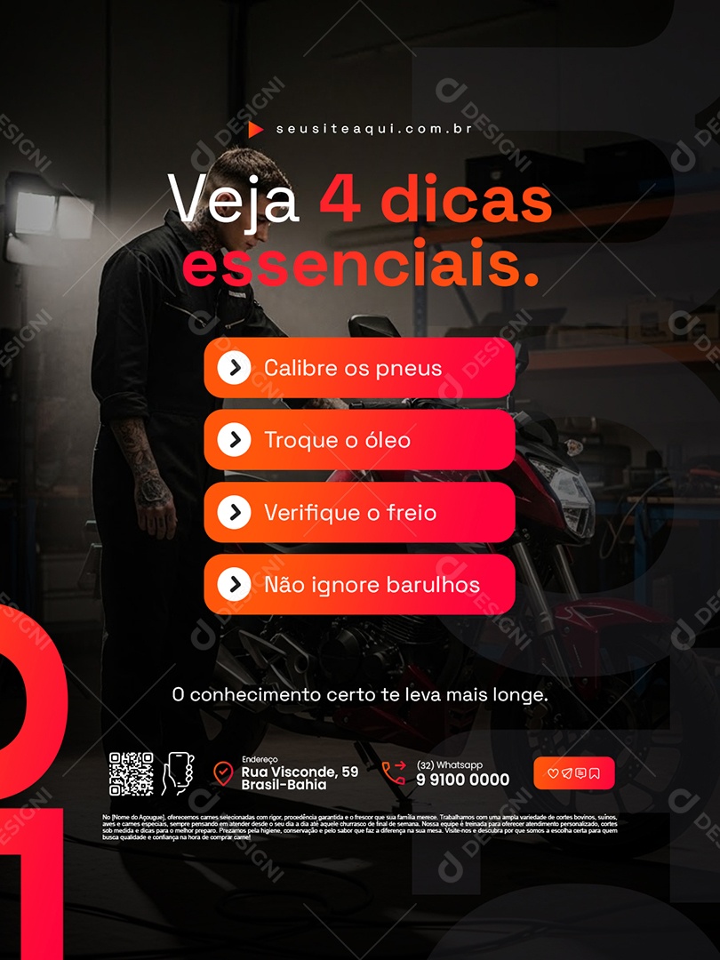 Oficina de Motos Veja Quatro Dicas Essenciais Social Media PSD Editável