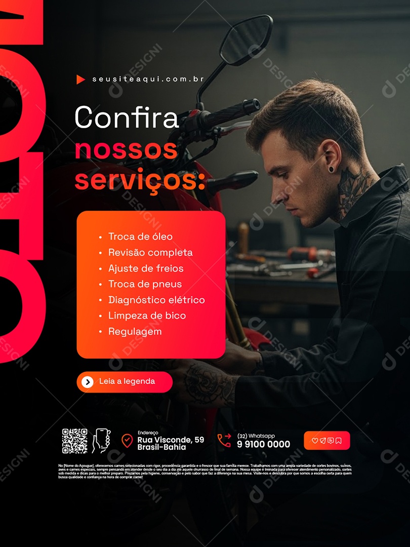 Oficina de Motos Confira Nossos Serviços Social Media PDS Editável