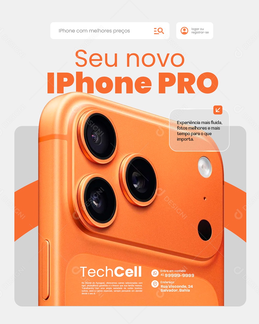 Loja de Celulares Seu Novo Iphone Pro Social Media PSD Editável