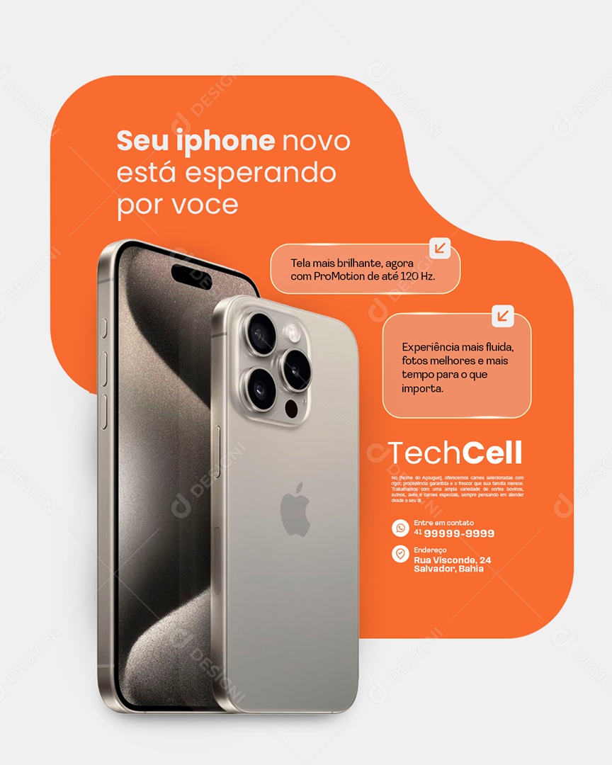 Loja de Celulares Seu Iphone Novo Está Esperando Por Você Social Media PSD Editável