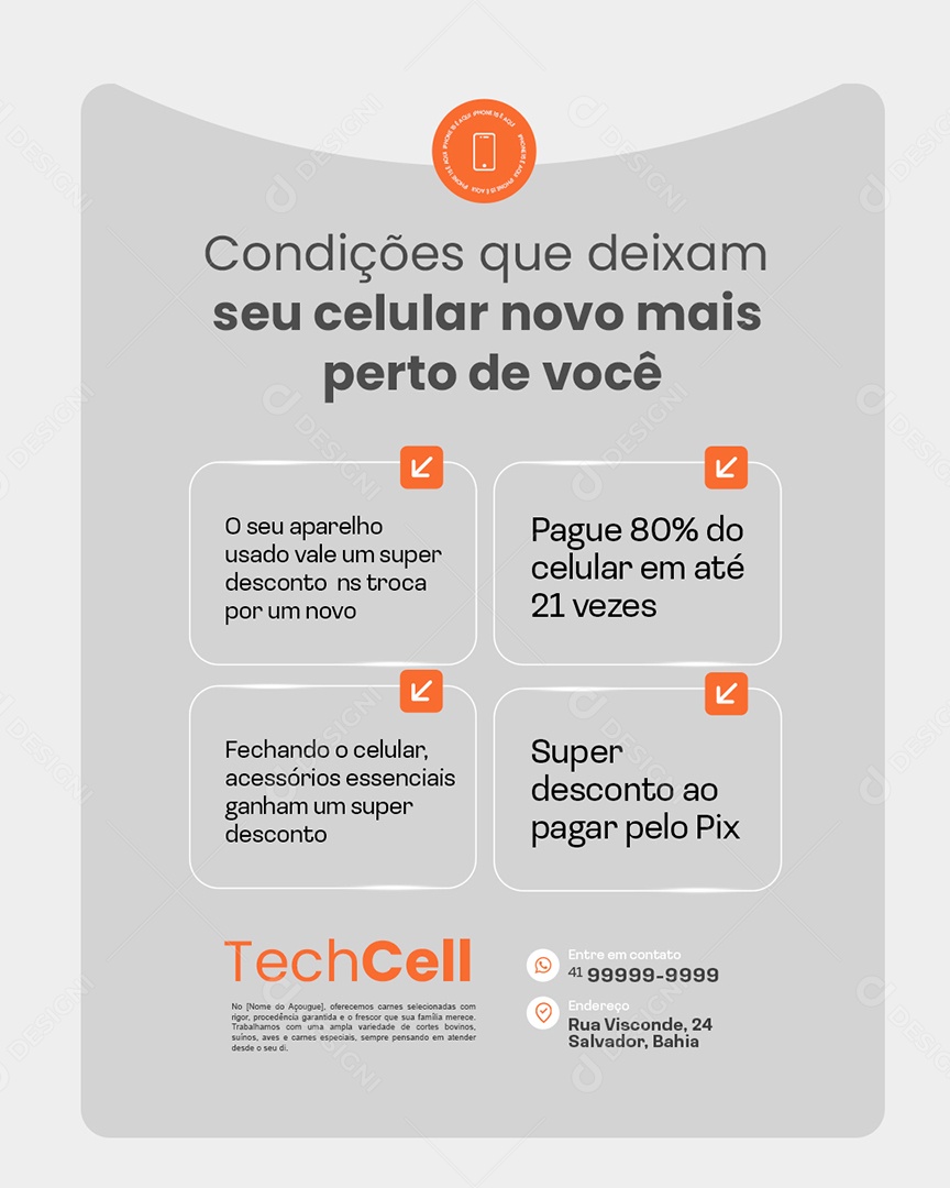 Loja de Celulares Condições Que Deixam Seu Celular Novo Social Media PSD Editável