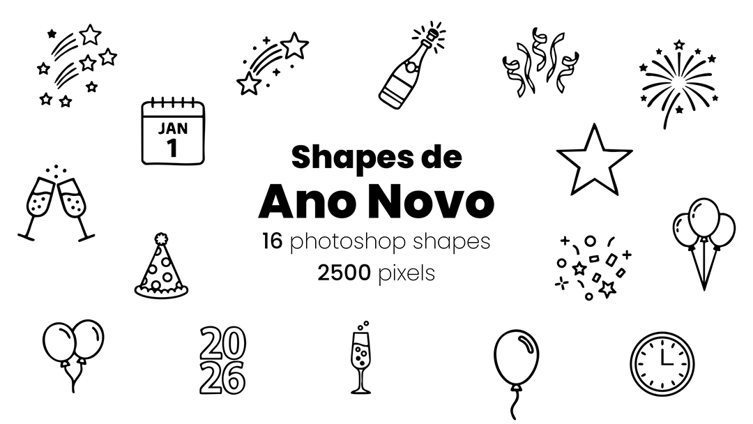 Conjunto de Ícones Ano Novo Shapes CSH