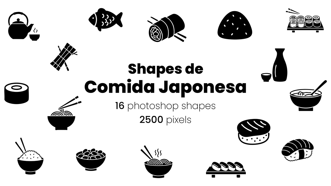 Conjunto de Ícones Comida Japonesa Shapes CSH