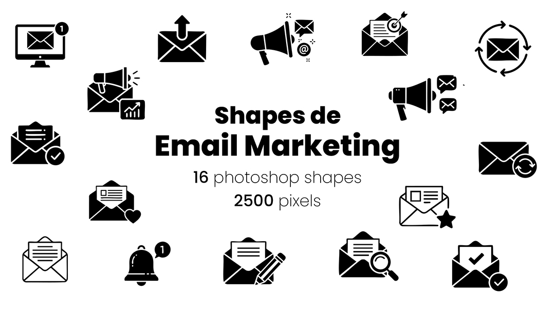 Conjunto de Ícones E-Mail Marketing Shapes CSH