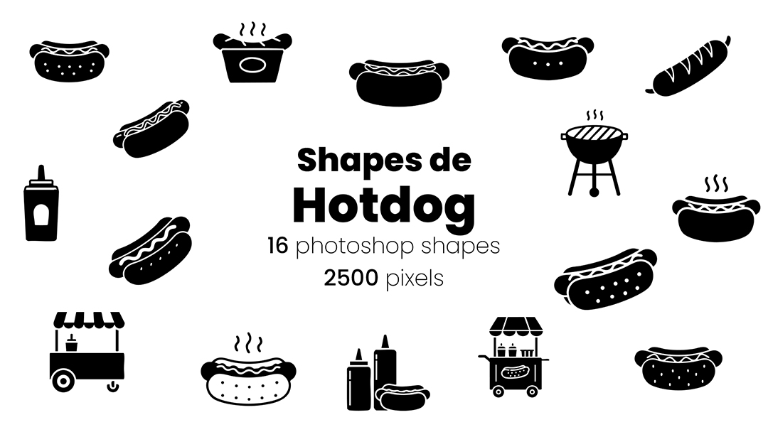 Conjunto de Ícones Hotdog Cachorro Quente Shapes CSH