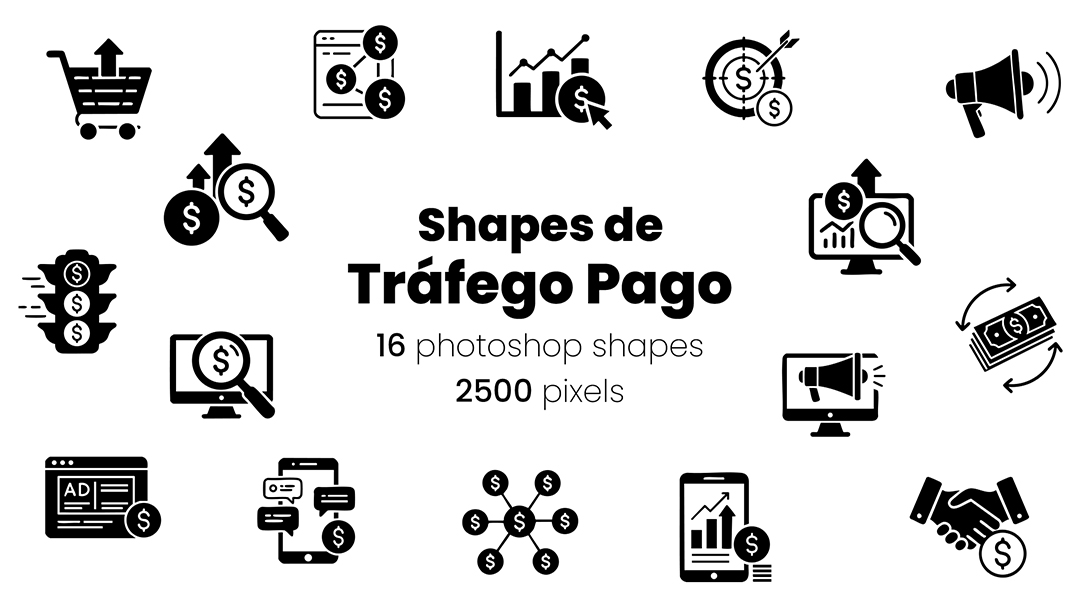 Conjunto De Ícones Tráfego Pago Shapes CSH