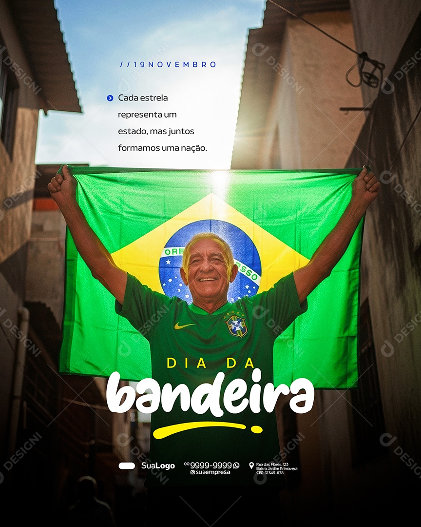 Dia da Bandeira 19 de Novembro Cada Estrela Social Media PSD Editável