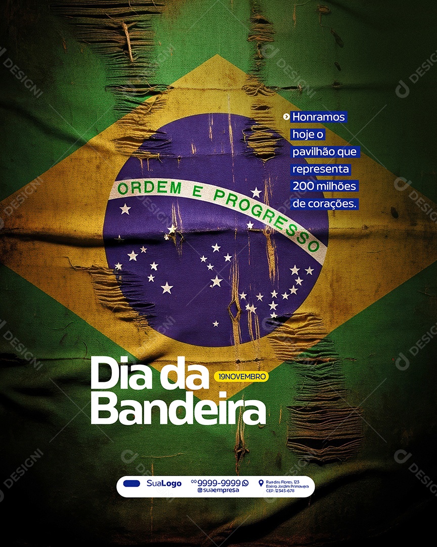 Dia da Bandeira 19 de Novembro Honramos Social Media PSD Editável