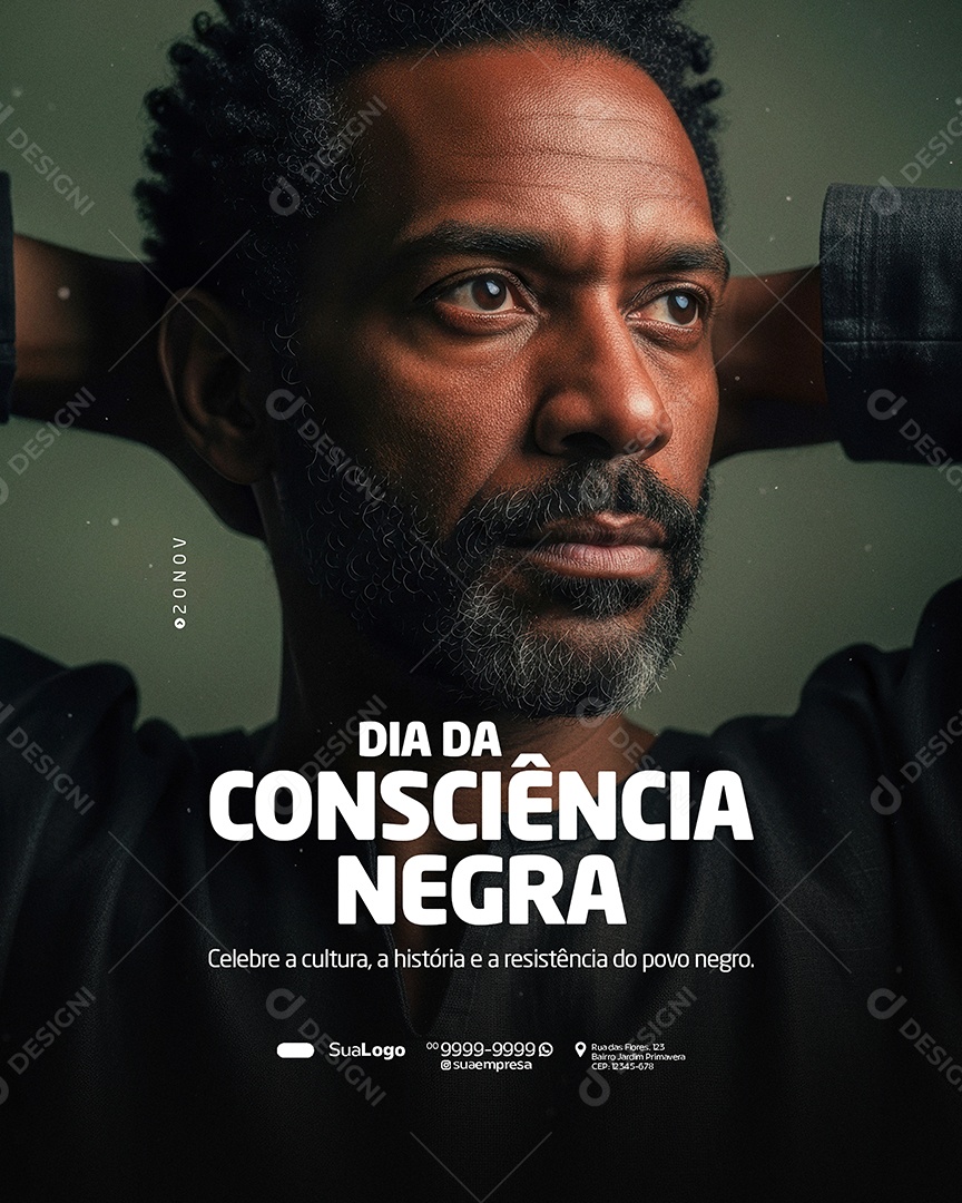 Dia da Consciência Negra 20 de Novembro Celebre a Cultura Social Media PSD Editável