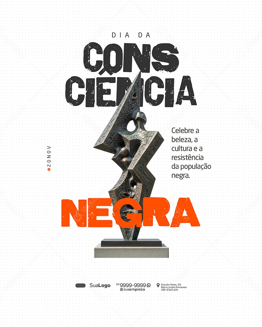 Dia da Consciência Negra 20 de Novembro Celebre Social Media PSD Editável