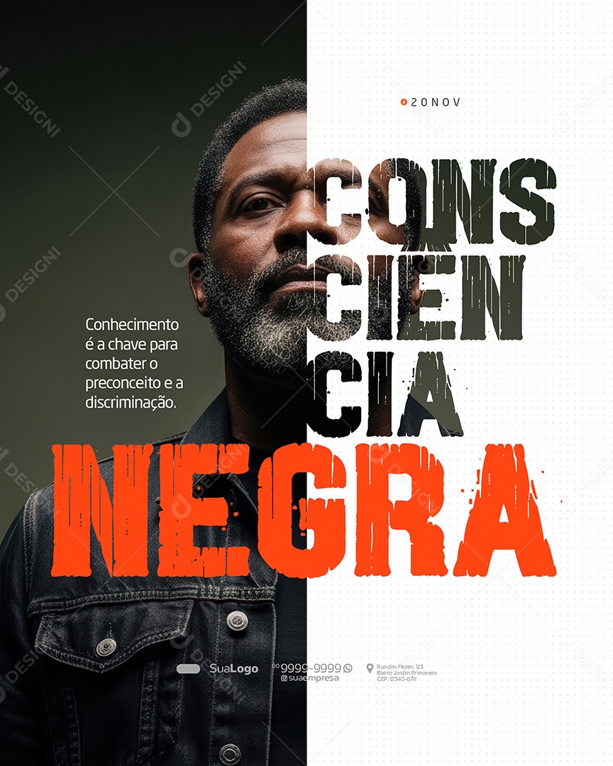 Dia da Consciência Negra 20 de Novembro Conhecimento Social Media PSD Editável