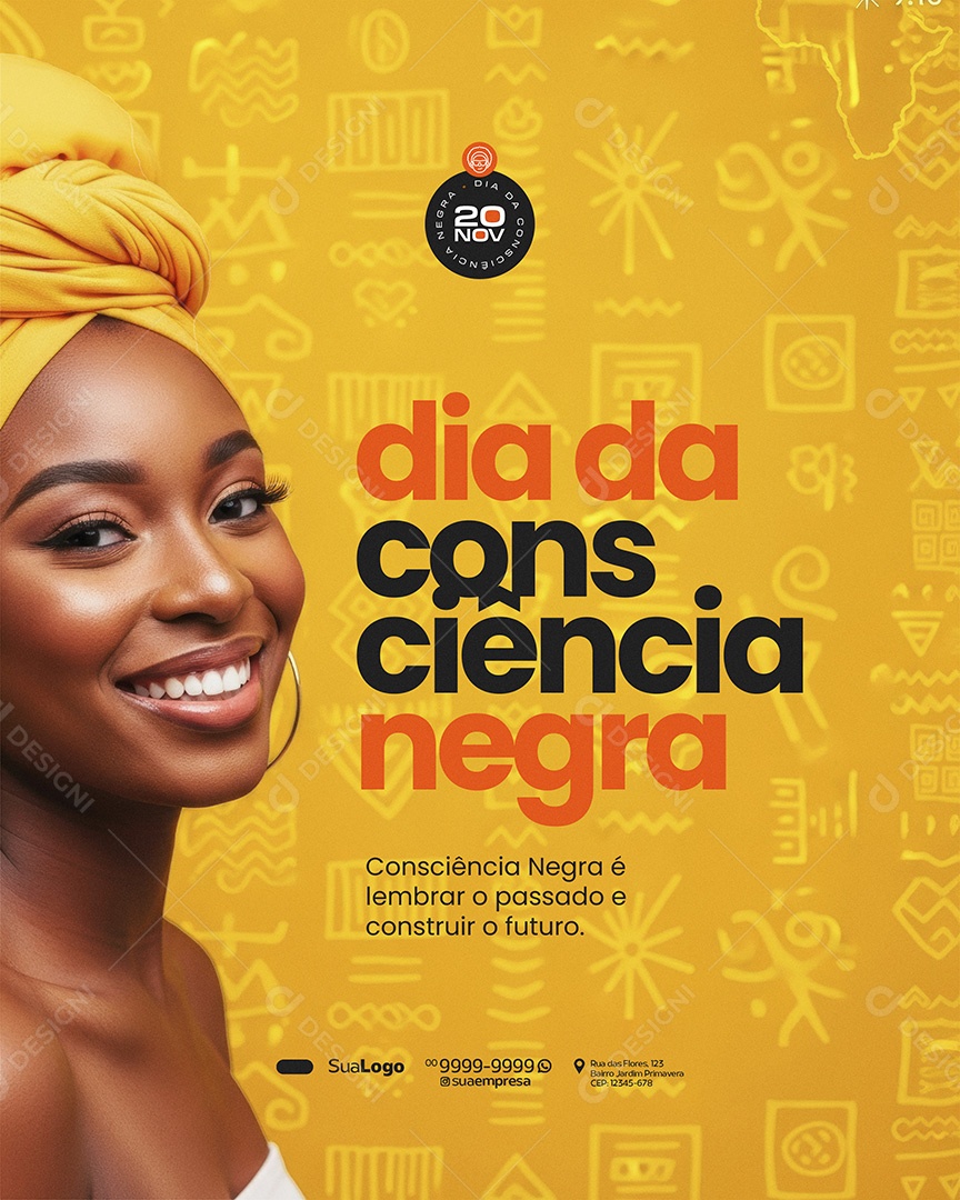 Dia da Consciência Negra 20 de Novembro Consciência Social Media PSD Editável