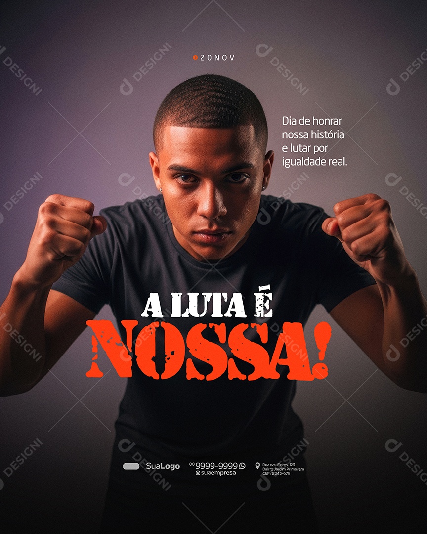 Dia da Consciência Negra 20 de Novembro Dia de Honrar Social Media PSD Editável