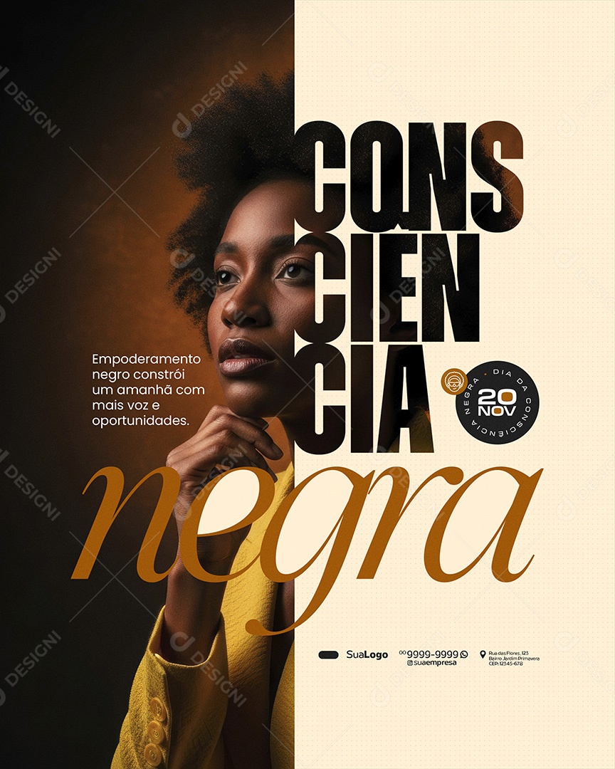 Dia da Consciência Negra 20 de Novembro Empoderamento Negro Social Media PSD Editável