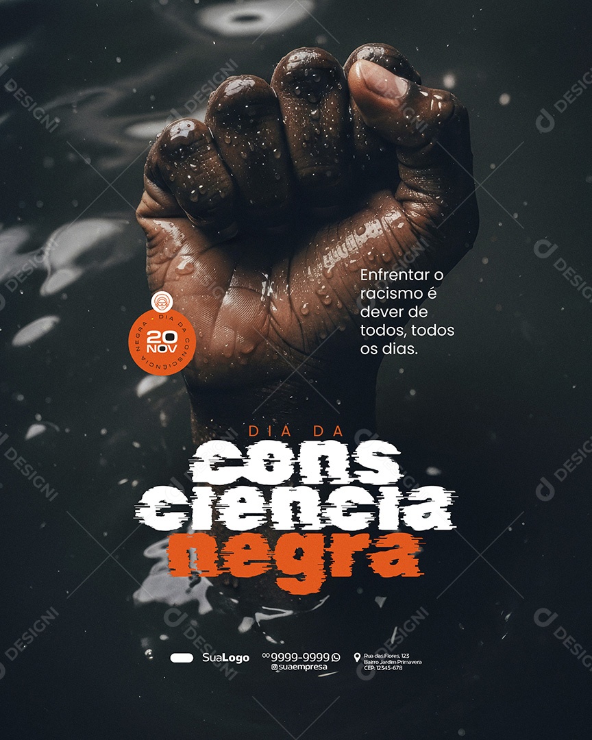 Dia da Consciência Negra 20 de Novembro Enfrentar Social Media PSD Editável