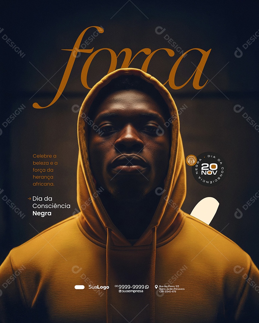 Dia da Consciência Negra 20 de Novembro Força Social Media PSD Editável